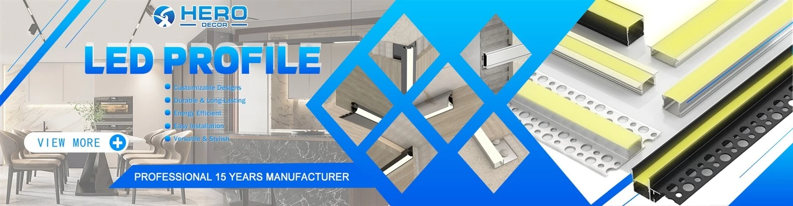 Modern kitchen with LED aluminum profiles under cabinets emitting soft lighting Modern kitchen with LED aluminum profiles under cabinets emitting soft lighting